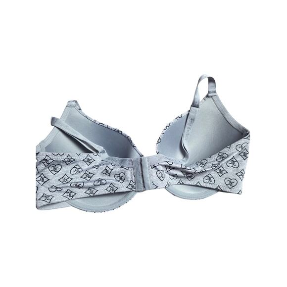 Juicy Couture Bra 40D Womens Plus Size Underwired Padded Grey Logo Print - Picture 3 of 4